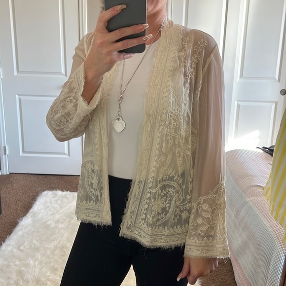 Lucky Brand Sweaters - Lucky Brand Lace Open Cardigan XS
